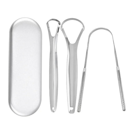 Raspador de Lengua de Acero Inoxidable – 1/3/4 Piezas | Limpieza Profunda y Aliento Fresco